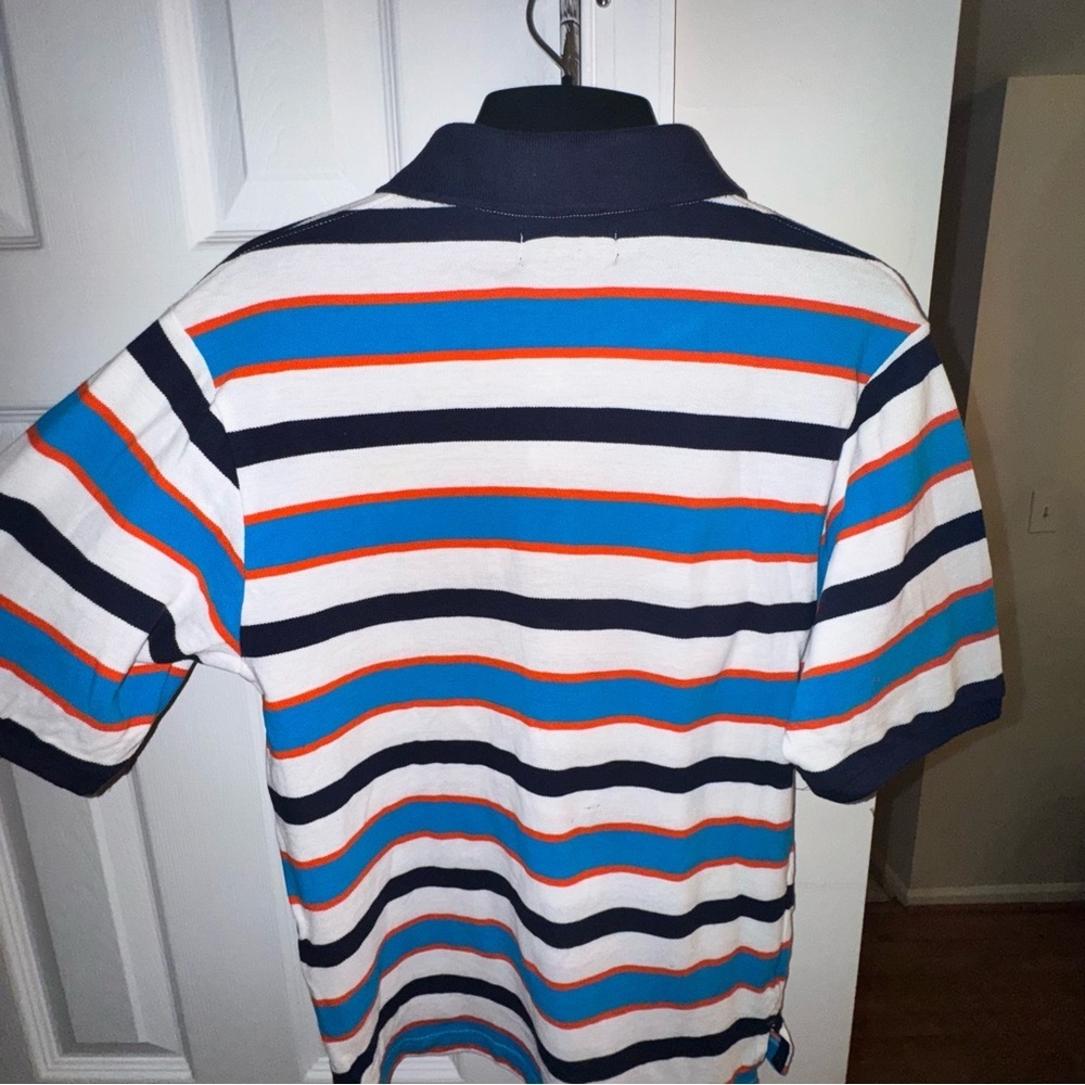 U.S. Polo Assn. Boy's XL 18/20 NWT Striped Polo Shirt Orange Blue White Logo - Picture 8 of 9